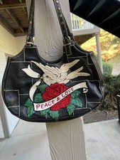 Vintage Isabella Fiore Peace  Love Handbag Rare Find Boho Hippie