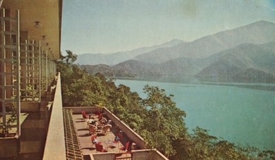 Postcard Sun Moon Lake Evergreen Hostel Garden Taiwan China c1968