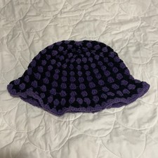 Crochet Bucket Hat, Purple  Black Women's Medium