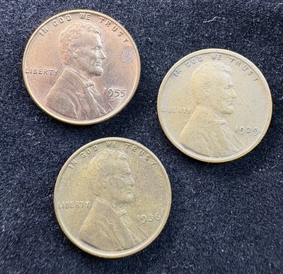 Lincoln Cents Strike Through Errors Lot Of 3 See Pictures Fast Shipping