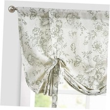 Tie Up Valance Floral 42"W x 54"L Pack of 1 Floral  Sage Green on Beige