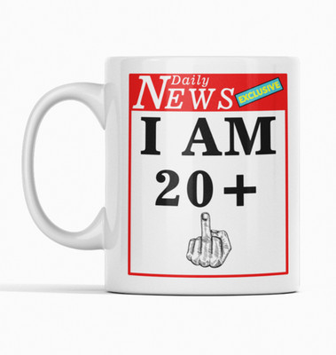 Unhöfliche Tasse 21. Geburtstag 20 plus 1 Mittelfinger Zeitung lustig Erwachsenenhumor