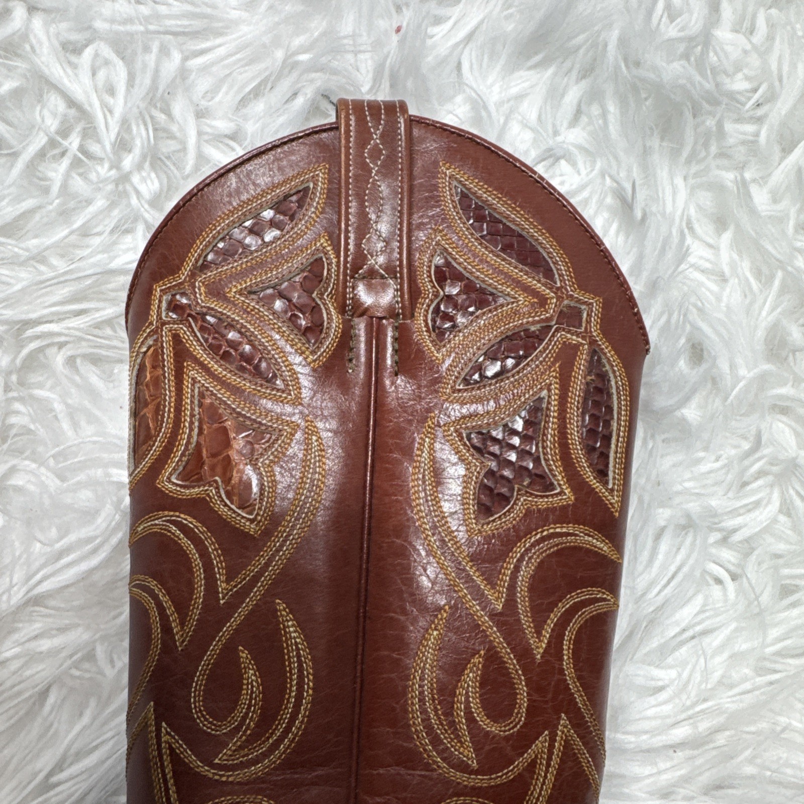 Vintage Dan Post Brown Front Cut Python Cowboy Bo… - image 5