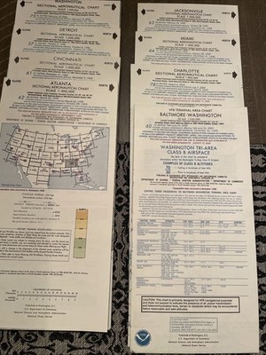 8 US Cities Flight Sectional Aeronautical Chart Aerial Maps 1998-2005 , ATL, CLT