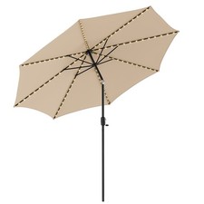 10 FT Solar-Powered Patio Umbrella Lighted with 112 LED Lights Outdoor Beige