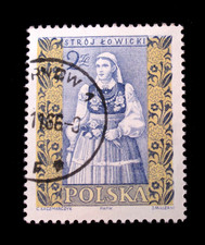 Poland Stamps Sc 895 Regional Costumes Lowicz Woman 2 Zloty 1959 Used