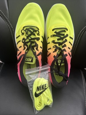 Nike Lunarstelos Running Shoes Size 8 Pink/Neon Yellow 844738-999 Running