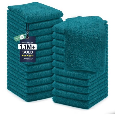 DAN RIVER 24 Pack Wash Cloths for Showering Cloth (PK 24) - 12x12, Teal
