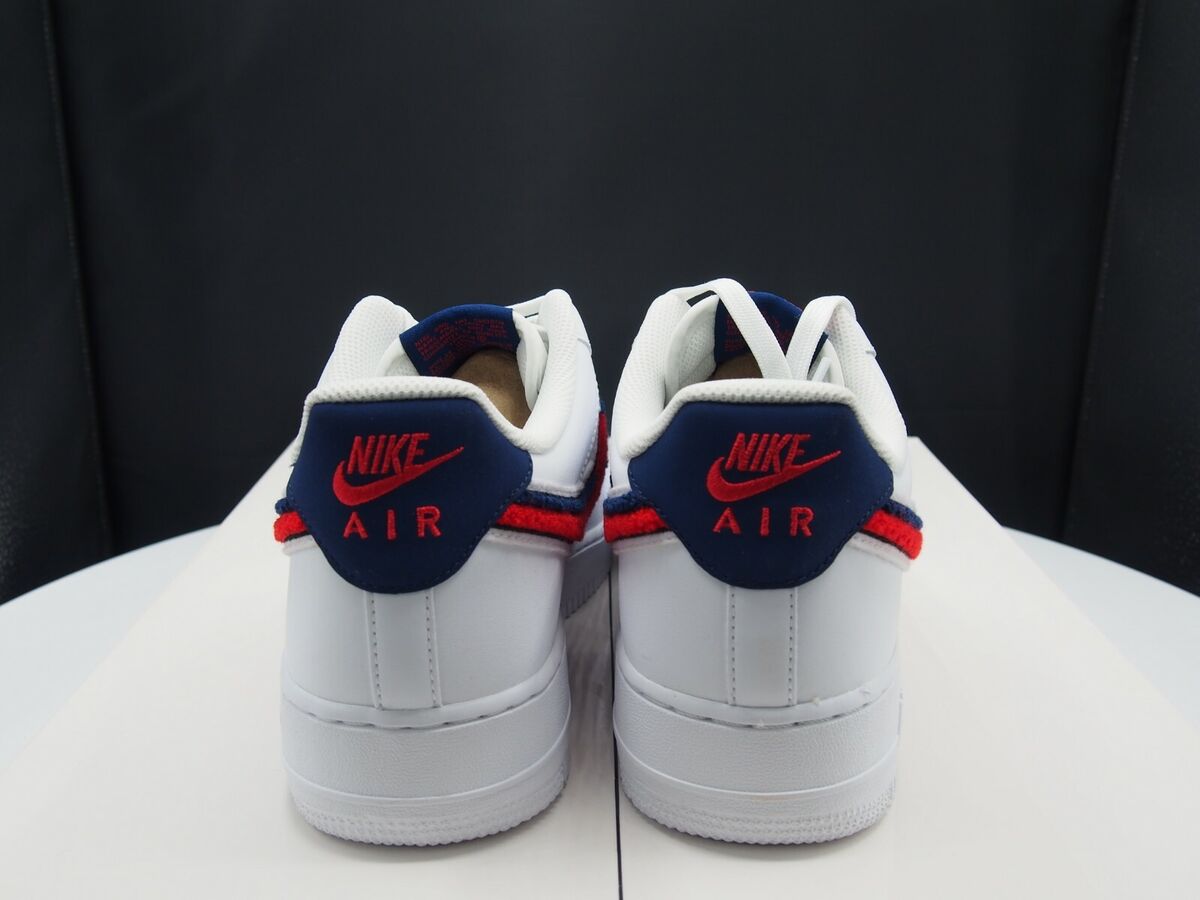 Nike Air Force 1 Low 3D Chenille Swoosh White Red Blue Men's - 823511-106 -  US