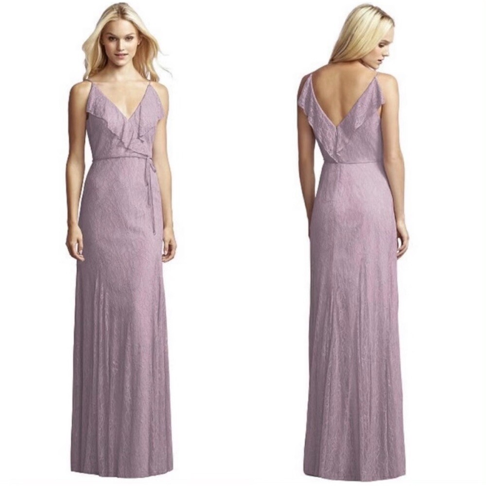 jenny yoo purple bridesmaid dress Chiffon A-Line Long Bridesmaid Dress with Flutter Sleeves in Dark Teal, Dark Teal / 2 main image 1