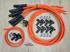 Ton's 180* 8mm Orange Spark Plug Wires Universal Chevy GM HEI distributor