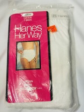 Vintage Hanes Her Way Underwear Womens Sz 6 White Soft Cotton Briefs 3 Pairs