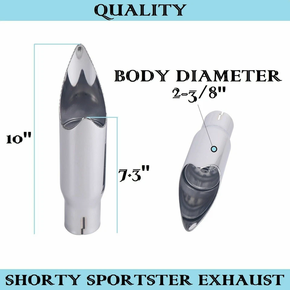 Shorty GP Slip On Exhaust 2004-2022 For Harley Sportster 883, 1200, Chrome - Изображение 3 из 4