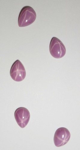 Opaque Star Ruby Pear 8x6 mm Cabochon 6 Rayed Lab-created Stone 5 pieces Lot