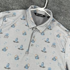 Travis Mathew Polo Shirt Mens XL Extra Large Gray Geometric Short Sleeve Golf