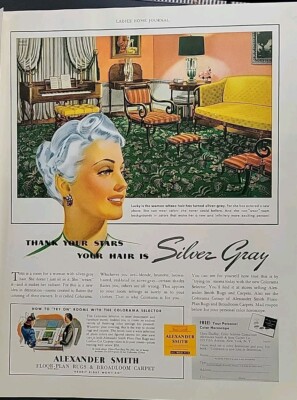 1941 Alexander Smith broadloom carpeting carpets silver gray vintage Ad