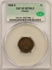 1908-S 1C CACG VG Details Indian Head Penny