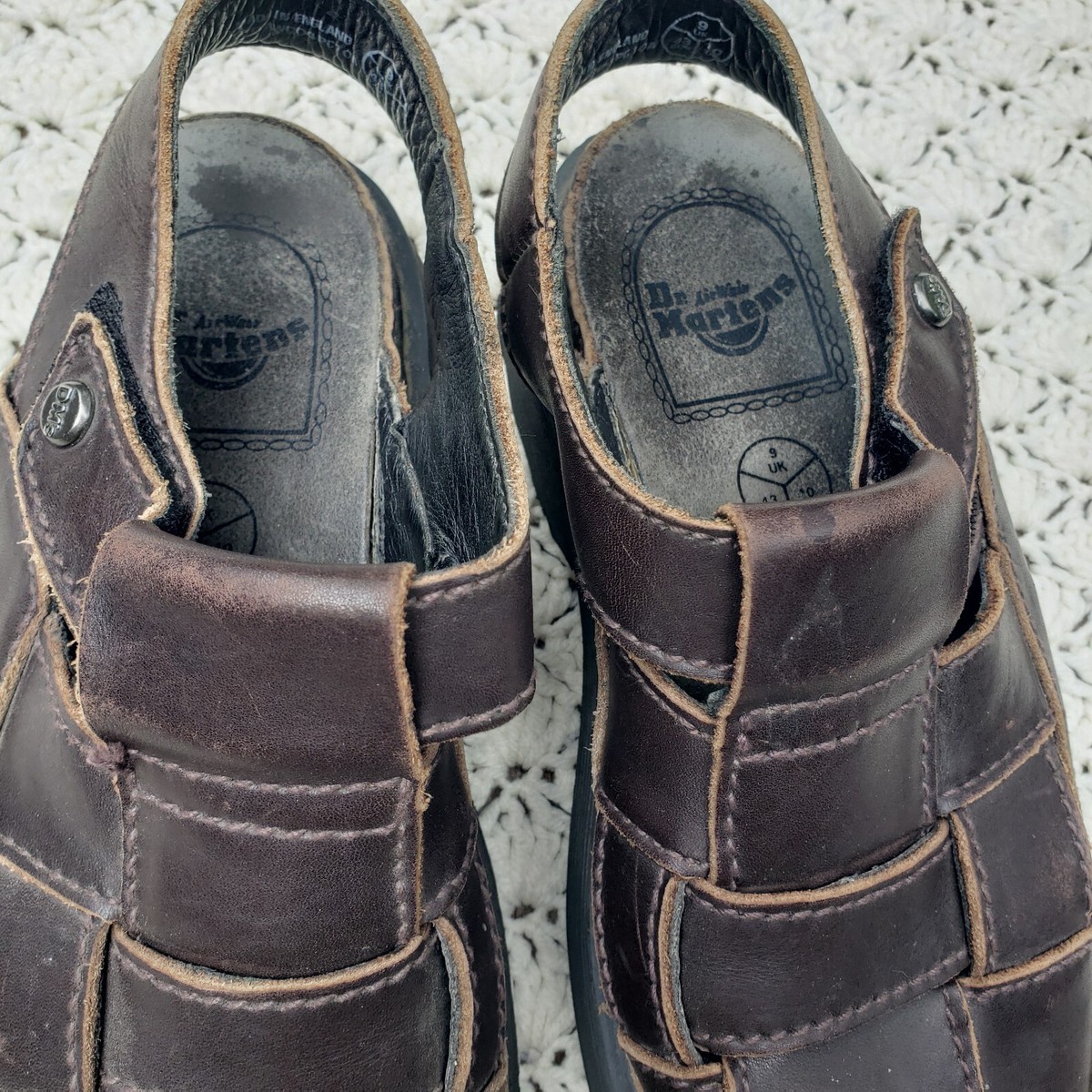 Vtg Dr. Doc Martens Brown Leather Strappy Fisherman Sandals 