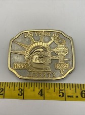 100 YEARS OF LIBERTY STATUE MONUMENT 1886 1986 GOLD SILVER TONED BELT BUCKLE
