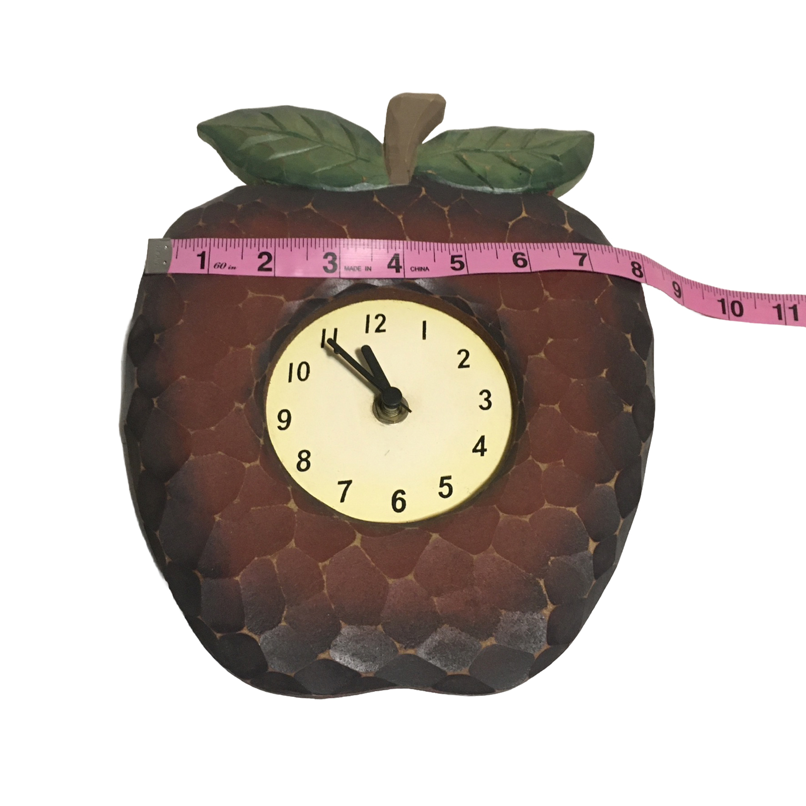 Vintage Carved Wooden Apple Wall Clock Mid Century Modern Farmhouse 8x10 Tested eBay