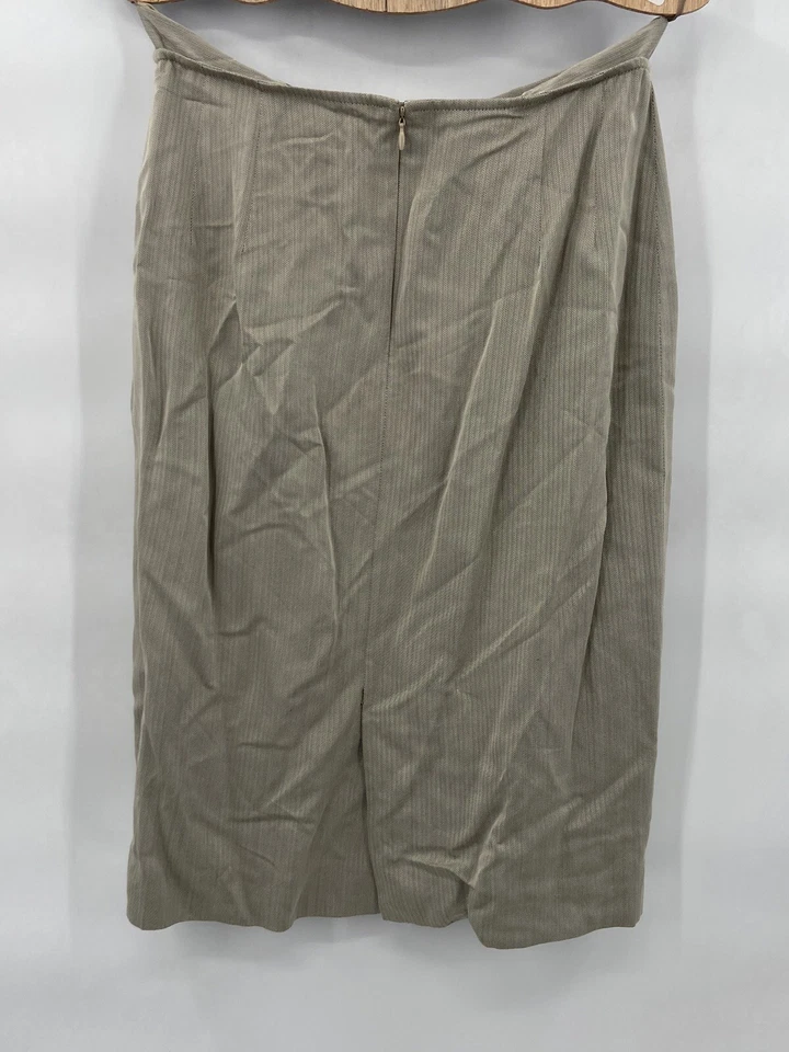 Zanella女式US 8 IT 42意大利米色中褶编织直铅笔裙 — 第 2/4 张图片