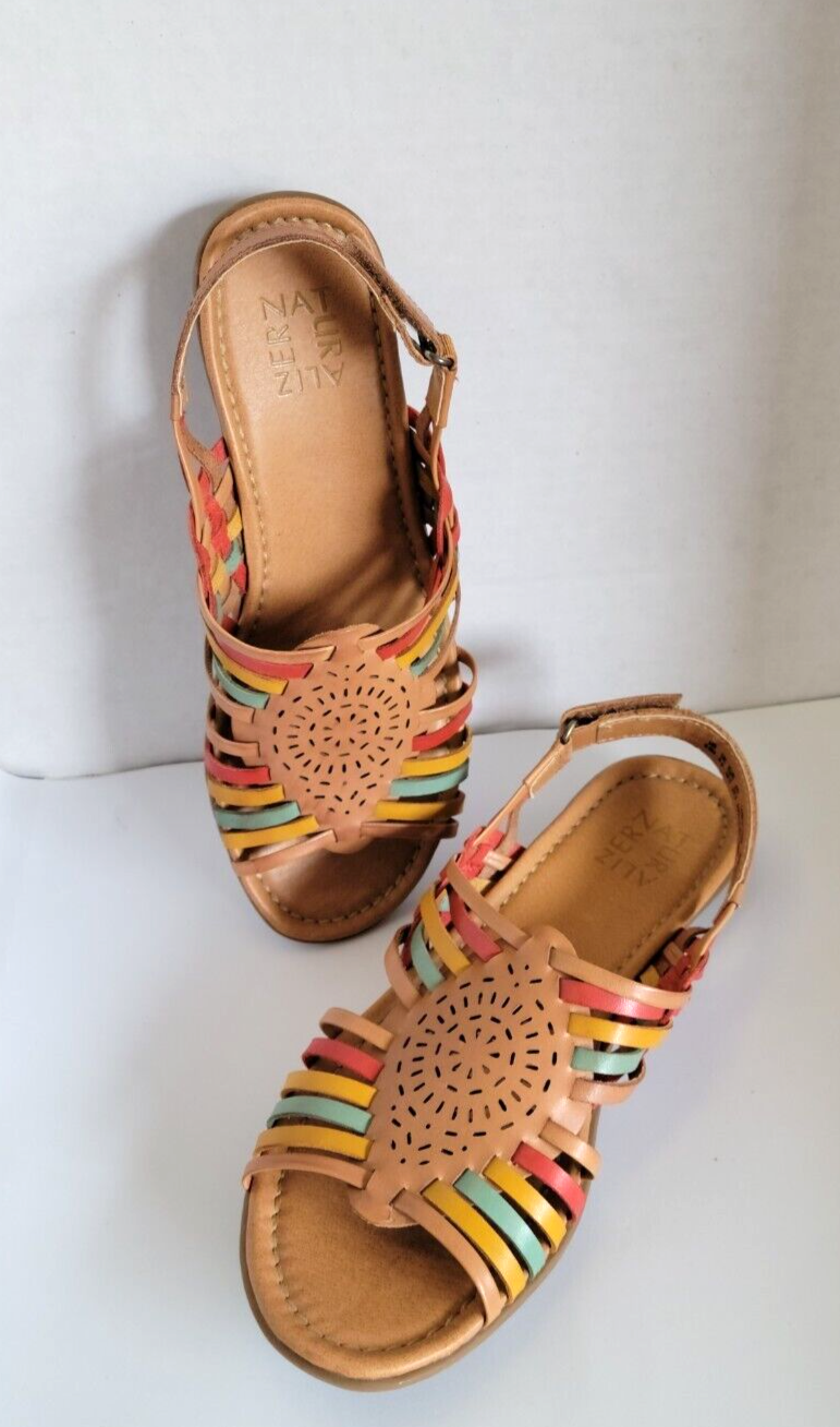 Naturalizer Womens Sandals 8.5 M Whistle Camel u0026 Multi Color Leather  Strappy | eBay