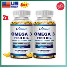 2pack Omega 3 Fish Oil Capsules 3xStrength EPA & DHA, Highest Potency