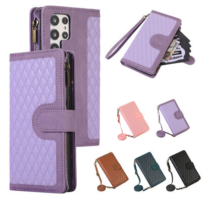 Zipper Leather Wallet Case For Samsung S25 Ultra S24 FE S23 Plus S22 S21+ S20 FE