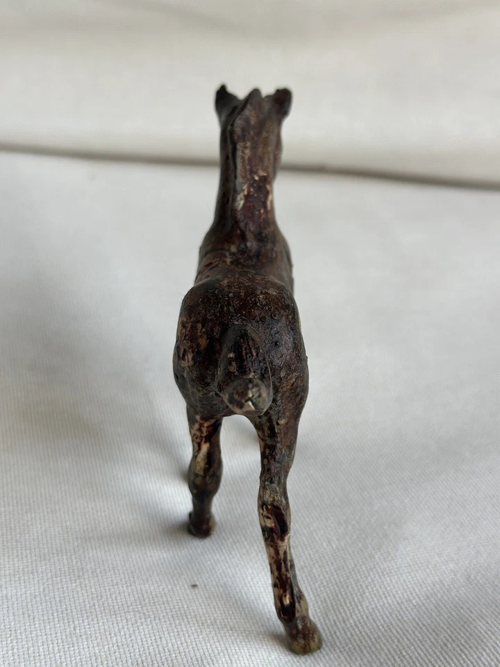 Vintage Solid Brass Aged Horse Figurine Pony Desk Metal Shelf Sitter Decor - Image 4 of 4