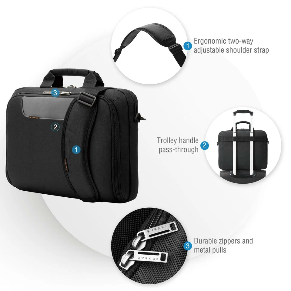 Everki 16" Advance Maletín Compacto Delgado Antideslizante Luz Laptop Notebook Bolso Estuche Foto 4 de 4