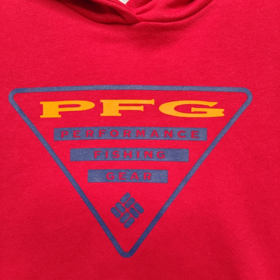 COLUMBIA PFG PERFORMANCE EQUIPO DE PESCA Juvenil Pequeño (7/8) Pullover Sudadera con Capucha Roja NUEVO Foto 3 de 4