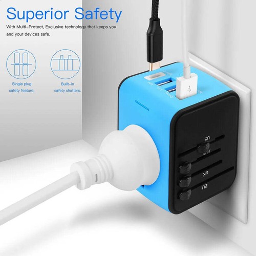Travel Adapter: Universal International Power Adapter with 3 USB Port and Type-C - Picture 2 of 8