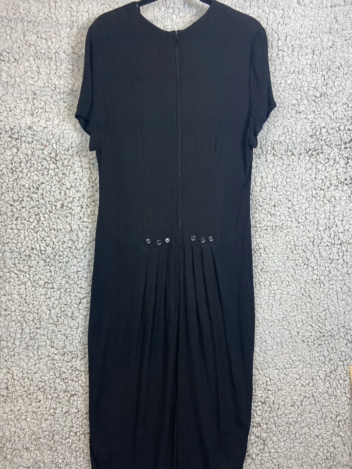 Coco Bianco Black short sleeve zipper back close long pencil dress size 18 - Image 3 of 4