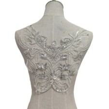 Lace Sequin Embroidered Applique Patch Beaded Trim for Wedding Evening Dress DIY