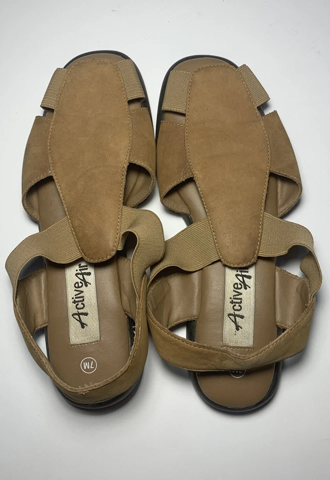 Sandalias Clarks Active Air para mujer de cuero tostado con tira trasera zapatos talla 7 ligeramente usadas Foto 2 de 4