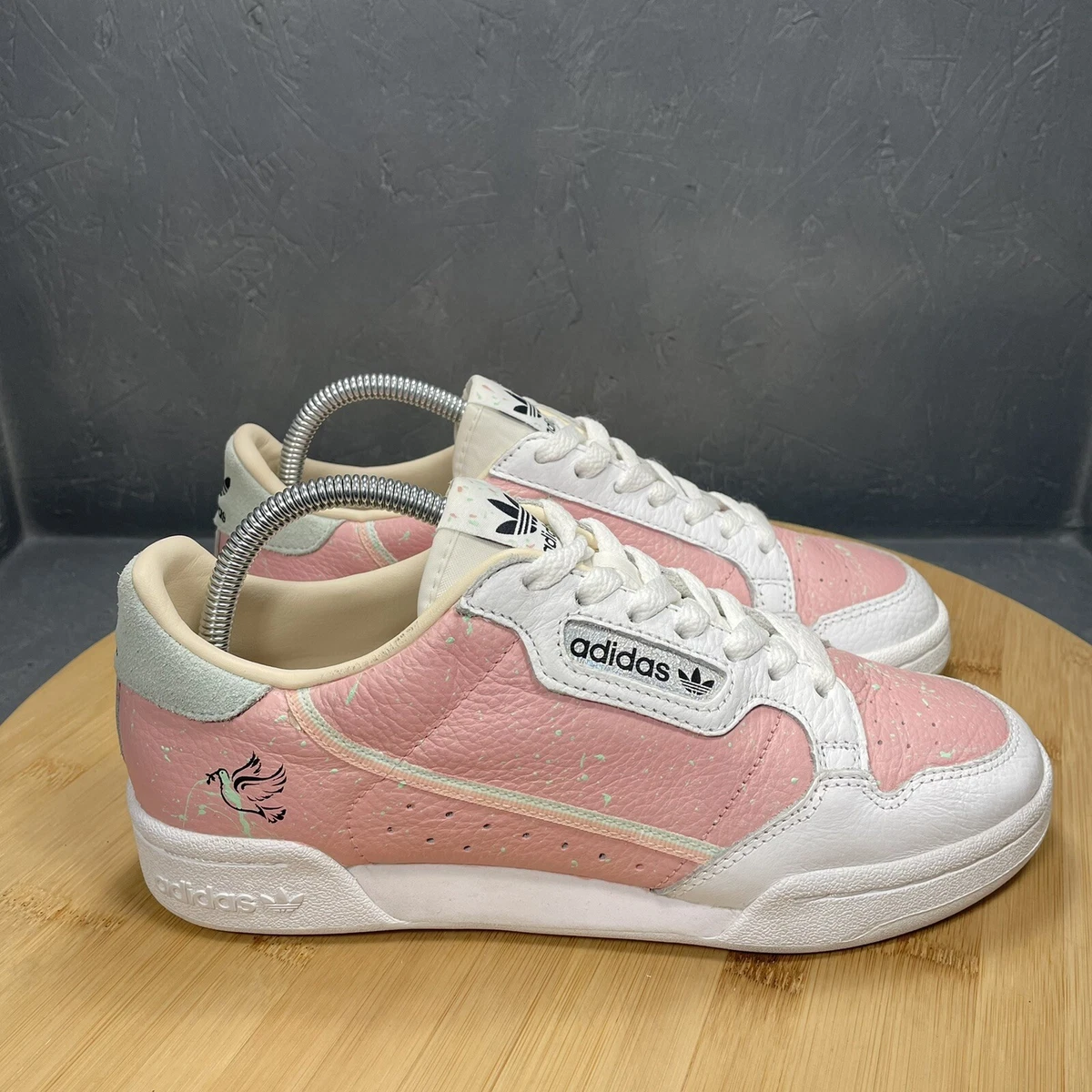 CUSTOM Adidas Sneakers Women Size 8 Continental 80 Running Shoes PINK Faith