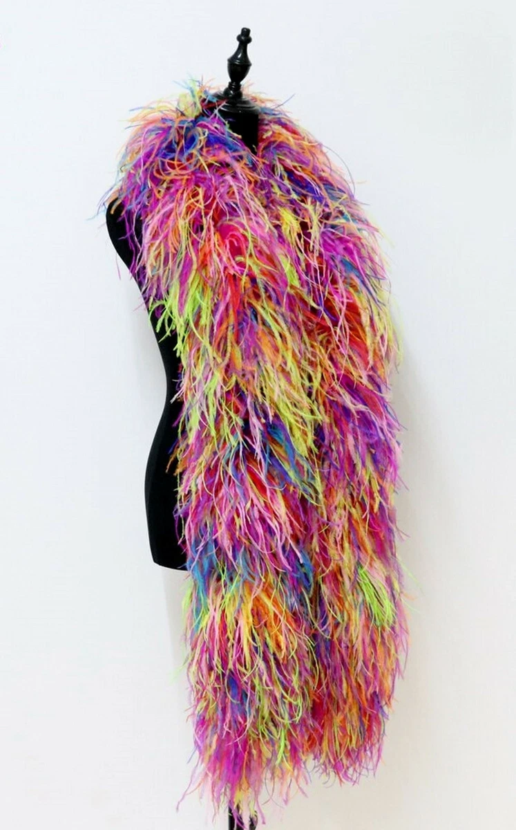 6 Ply RAINBOW Ostrich FEATHER BOA 72 Inches;  Costumes/Halloween/Bachelorette