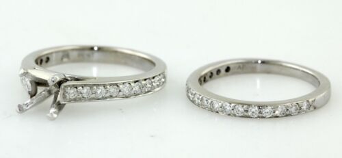 18K WHITE GOLD ENGAGEMENT RING AND WEDDING RING SZ 4 - Picture 3 of 6