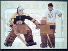 GERRY CHEEVERS/GILLES GILBERT  VINTAGE PIECES OF DUAL GAME-USED MEMORABILIA /60