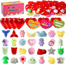 Valentines Gifts for Kids, Valentines Cards with 28 Pcs Squishy Toys School Vale