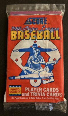 1988 Score Baseball Card Pack Kal Daniels Reds (Top) Jim DeShaies Astros (Back)