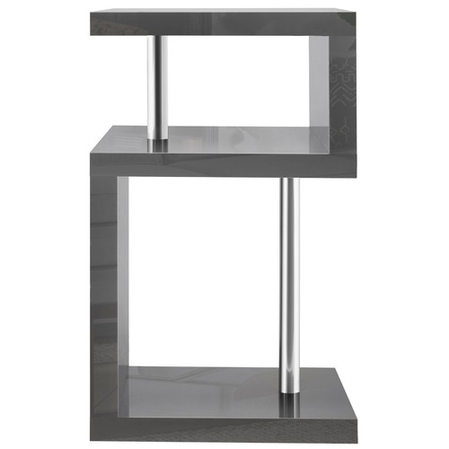 Mesa de centro lateral de alto brillo de 2 niveles mesa de cabecera con luz LED sala de estar - Imagen 15 de 43