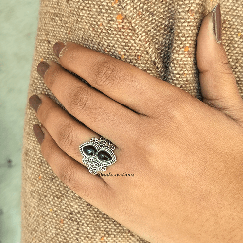 Anillo de joyería de ónix negro natural diseñador ovalado anillo de mujer regalo - Imagen 7 de 8