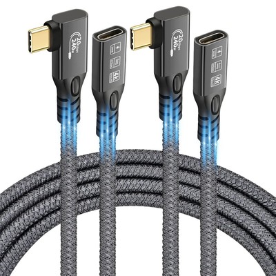 90 Degree USB C 3.2 Extension Cable, 2 Pack USBC 3.2 Gen2 Type C Male to Female
