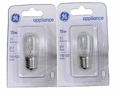 2-pack GE 35153 15-Watt Clear Appliance Light Bulb 115-125 volts E17 base T7