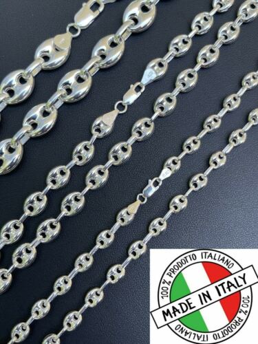 "Collar o pulsera de cadena de eslabones marineros inflados de plata esterlina 925 6-12 mm 7-30" - Imagen 1 de 12