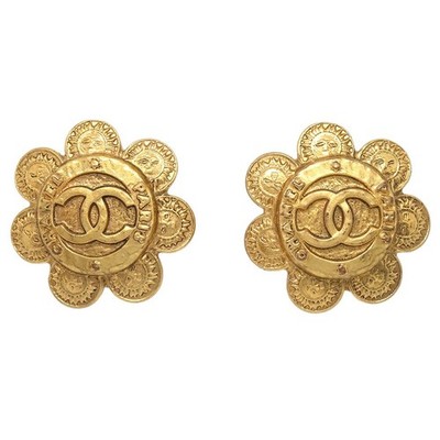 Chanel Flower Clip-On Earrings Gold 2872/28 156302