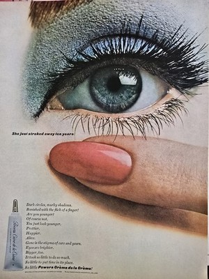 1966 John Robert Powers Creme De La Creme Cosmetic Blue Eye vintage ad
