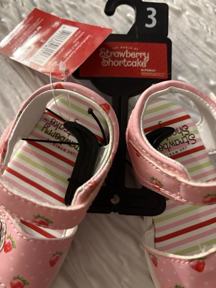 Sandalias Strawberry Shortcake para niños pequeños talla 3 - rosa a rayas NUEVAS con ETIQUETAS - Niñas Foto 4 de 4
