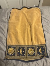 Vtg Hampton Manor Celestial Hand Towel  Yellow Sun Moon Star Embroidered Y2K 90